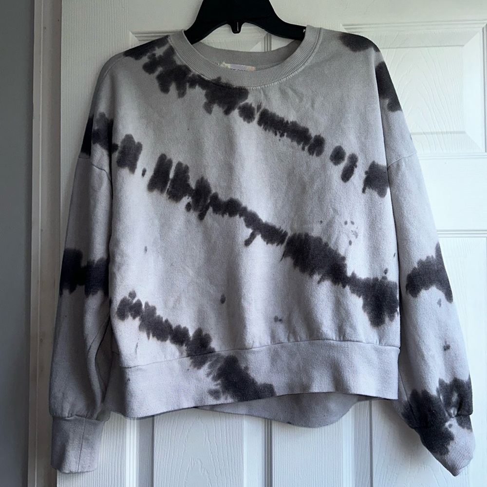 Hippie Rose Sweatshirt, Tie Dye- Grey and Black